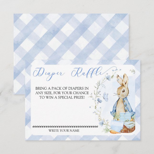 Cartão De Informações Peter Rabbit Baby Boy - Fralda Raffle Insert Card (Frente/Verso)