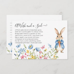 Cartão De Informações Peter Rabbit Floral a Wish e a Seed Chá de fraldas
