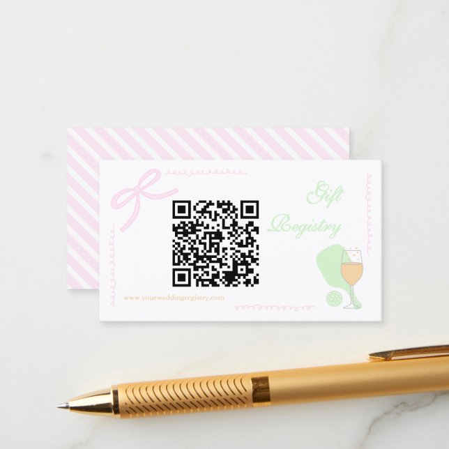 Cartão De Informações Pickleball and Prosecco Bridal Shower Registry (Frente/Verso In Situ)