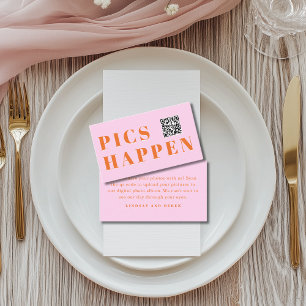 Cartão De Informações Pics acontecem! Foto, QR-Code, Casamento