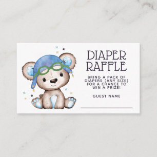 Cartão De Informações Piloto de Aquarela Fralda Urso de Teddy Raffle