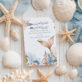 Cartão De Informações Pincel Pink Sereia Chá de fraldas Fralda da da ca