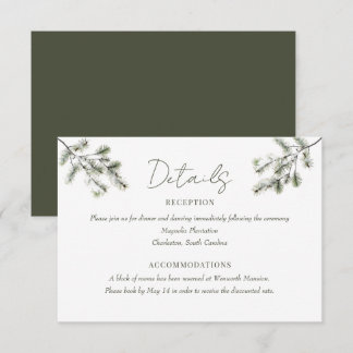 Cartão De Informações Pine Branch | Pormenores do Casamento da Floresta