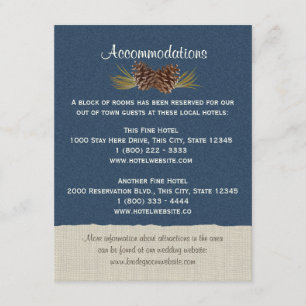 Cartão De Informações Pine Cones e Burlap Info Card Marinho Blue