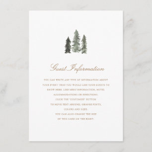 Cartão De Informações Pine Forest Wedding Insert