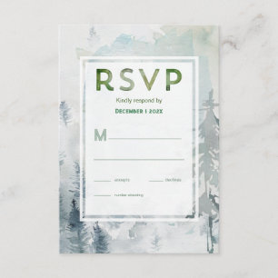Cartão De Informações Pine Mountain Watercolor Rustic Spruce Green RSVP