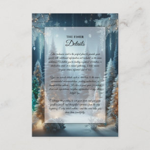 Cartão De Informações Pinheiros foscos no Casamento Brilhante de inverno