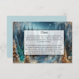 Cartão De Informações Pinheiros foscos no Casamento Brilhante de inverno
