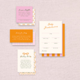 Cartão De Informações Pink Baby Shower Diaper Raffle Entry Card