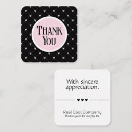 Cartão De Informações Pink & Black Bow Monogram Thank You Card