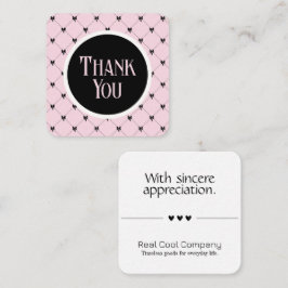 Cartão De Informações Pink & Black Bow Monogram Thank You Card
