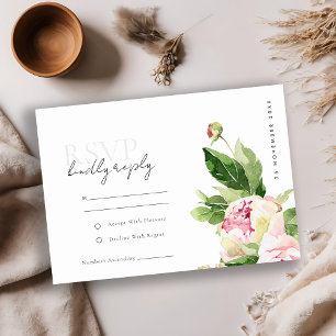 CARTÃO DE INFORMAÇÕES PINK BLUSH PEONY FLORAL WATERCOLOR WEDT RSVP