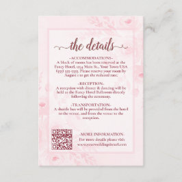 Cartão De Informações Pink Boho Peonies Wedding Details QR Code