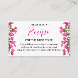 Cartão De Informações Pink Bougainvillea Floral Bridal Recipe Card
