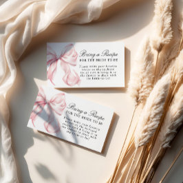 Cartão De Informações Pink Bow Bridal Shower Recipe Request