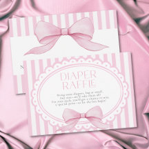 Pink Bow Girl Coquette Striped Baby Shower Diaper