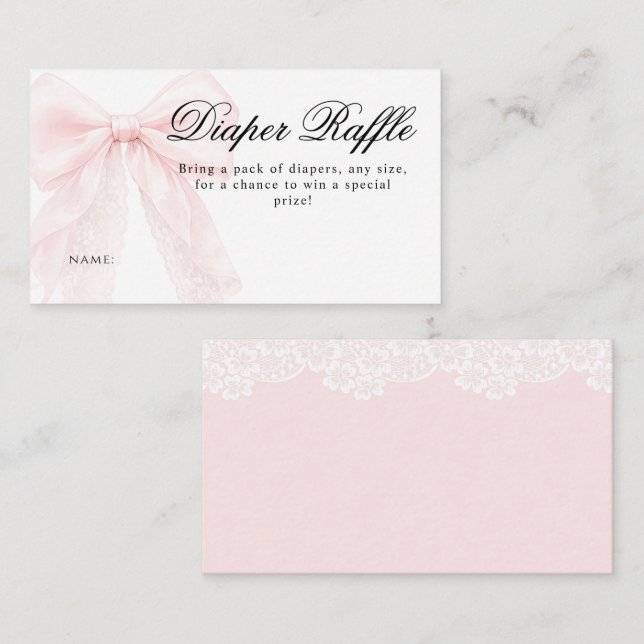 Cartão De Informações Pink Bow Girl Modern Baby Shower  (Frente/Verso)