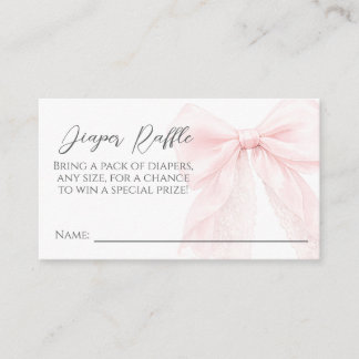 Cartão De Informações Pink Bow Modern Baby Shower Girl