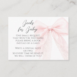 Cartão De Informações Pink Bow Modern Baby Shower Girl