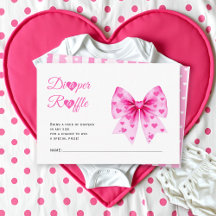 Pink bow Sweetheart diaper raffle girl baby shower