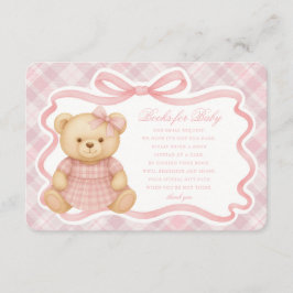 Cartão De Informações Pink Coquette Bow Bear Plaid Books for Baby Card
