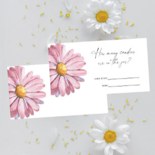 Cartão De Informações Pink Daisy - Adivinhe quantos jogos de doces