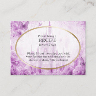 Cartão De Informações Pink Fairytale Castle Bridal Shower Recipe Request