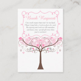 Cartão De Informações Pink Floral Bird Baby Shower Book Request