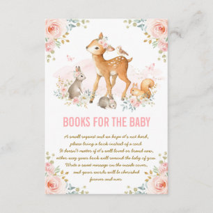 Cartão De Informações Pink Floral Woodland Der Bunny Livros para Bebê