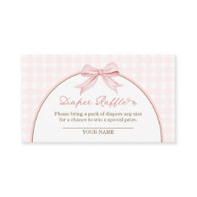 Pink Gingham Coquette Bow Diaper Raffle