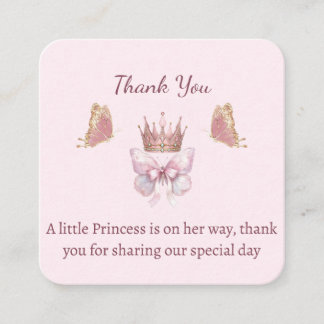 Cartão De Informações Pink & Gold Pequena Princesa Baby Shower Obrigado 