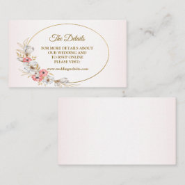 Cartão De Informações Pink Golden Floral Geometric Peach Wedding Detail