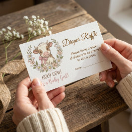 Cartão De Informações Pink Holy Cow Baby Shower Diaper Raffle