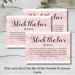 Cartão De Informações Pink Lace Stock the bar Bridal Shower 