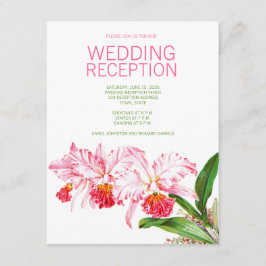 Cartão De Informações Pink Orchids Watercolor Wedding Reception