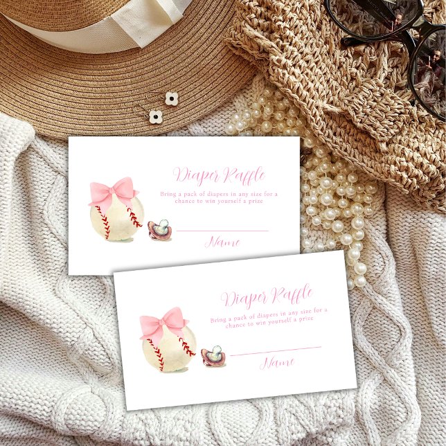 Cartão De Informações Pink Pacifier Baseball Diaper Raffle Baby Shower (Pink Pacifier Baseball Diaper Raffle Baby Shower Enclosure Card)
