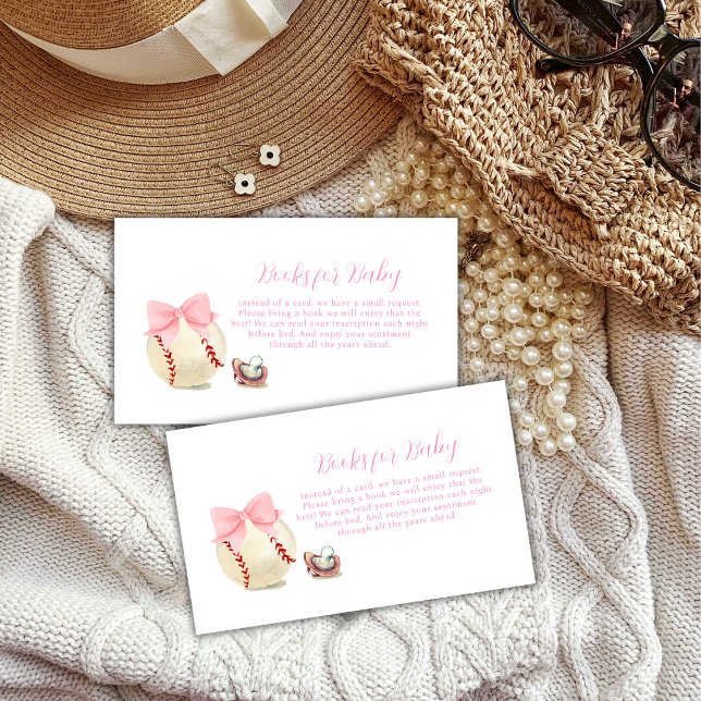 Cartão De Informações Pink Pacifier Baseball Sport Books For Baby Shower (Pink Pacifier Baseball Sport Books For Baby Shower Enclosure Card)