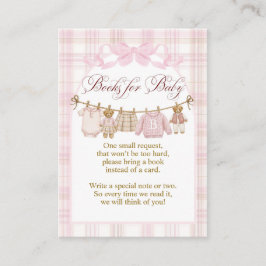Cartão De Informações Pink Preppy Teddy Bear Girl Baby Shower books
