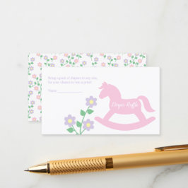 Cartão De Informações Pink Rocking Horse Girl Baby Shower Diaper Raffle