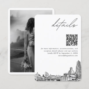Cartão De Informações Pittsburgh Casamento Detalhes Modernos QR Código