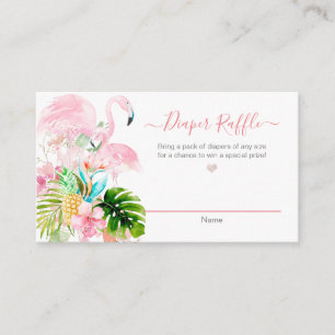 Cartão De Informações PixDezines DiaperRaffle, Flamingos Rosa Aquarela