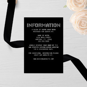 Cartão De Informações Pixel 'Information' Weding Enclosure Card