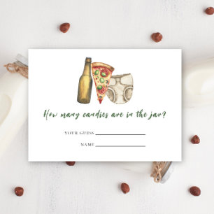 Cartão De Informações Pizza, Brejas e Fraldas também - Quantos doces