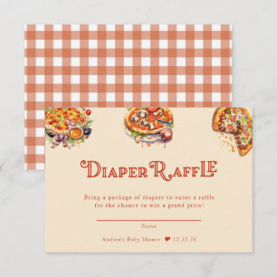 Cartão De Informações Pizza Fatia Chá de Bebê Sorteio de Fraldas