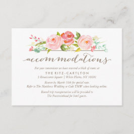Cartão De Informações Placa de Casamento de Alojamento Floral de rosa Ga