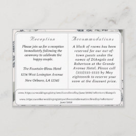 Cartão De Informações Placa de Casamento de Chanfro Cor-de-Rosa