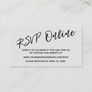 Cartão De Informações Placa de Cinza de Manuscrito Casual Online RSVP de