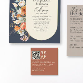 Cartão De Informações Placa de código QR de Terracotta RSVP Mínima Moder