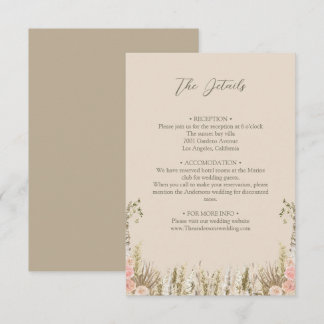 Cartão De Informações Placa de compartimento de detalhes de boho