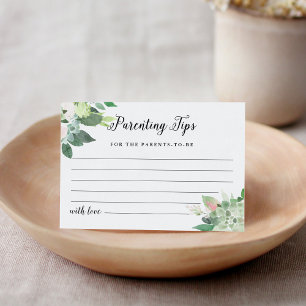 Cartão De Informações Placa de conselho do Chá de fraldas Dicas de Paren